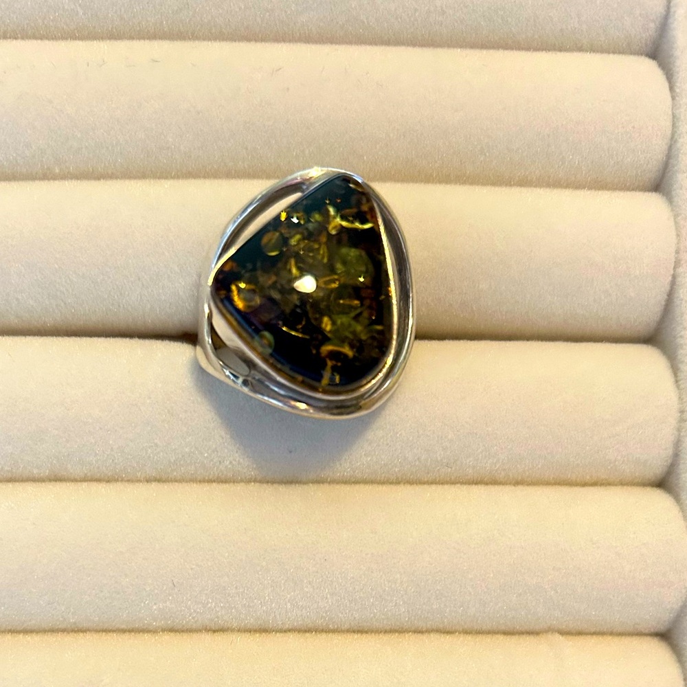 Unique Amber Ring from Sweden Size 9ish